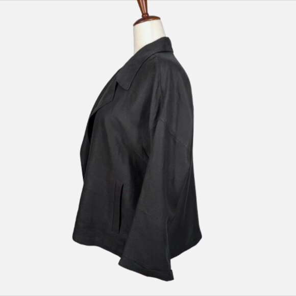 Eileen Fisher Classic Collar Open‐Front Boxy Easy Fit Jacket/Shacket (Size L) - Picture 4 of 11